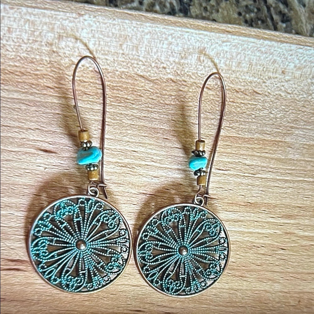 Elegant Turquoise and Gold Dangle Earrings